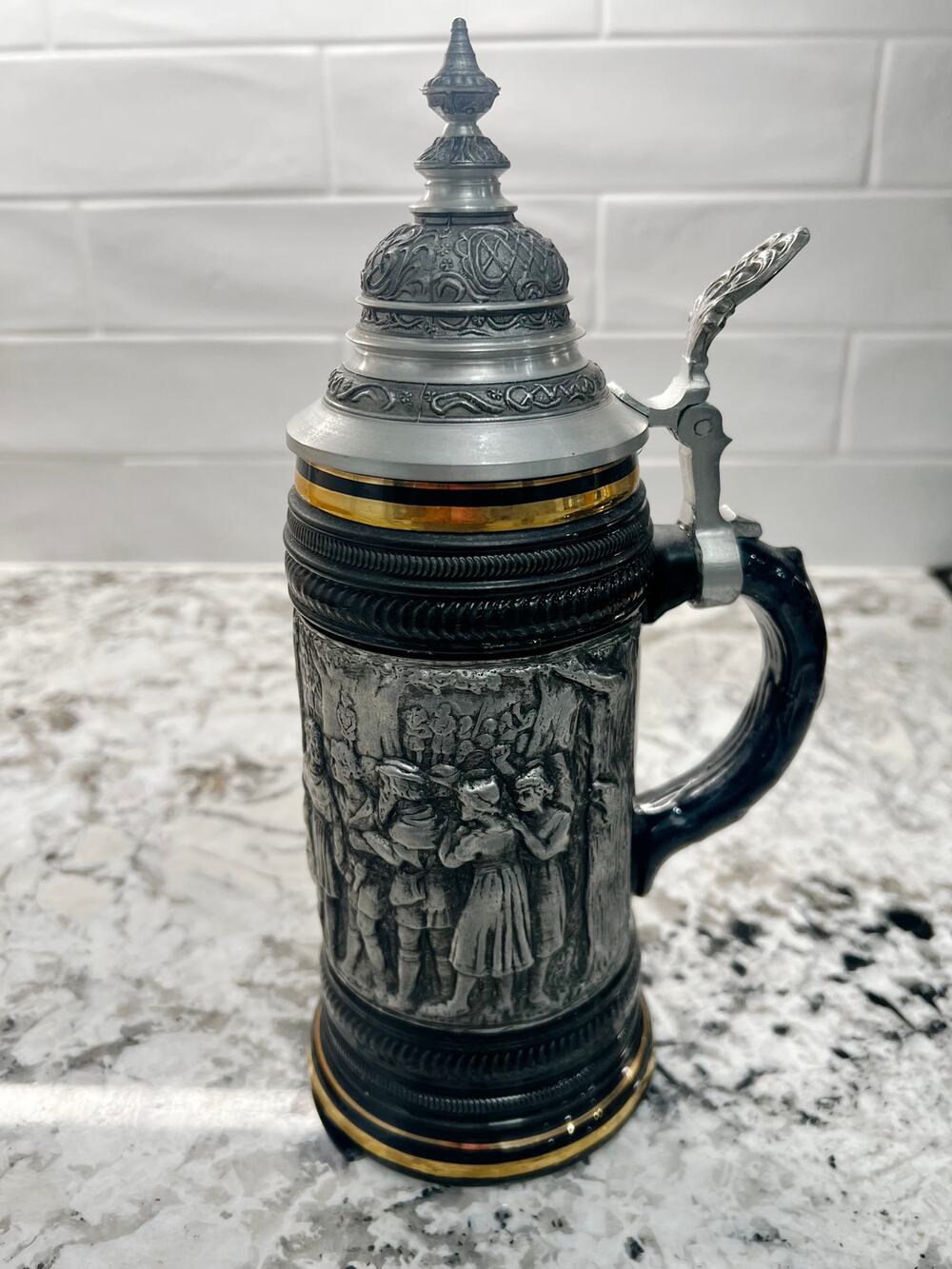 Vintage Original Thewalt German Stein Wilhelm Tell Lidded Pewter Limited Edition